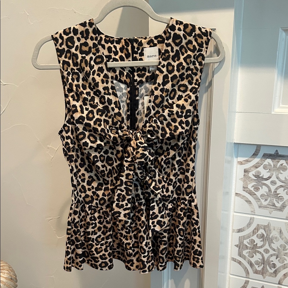 Maeve Leopard Print Tie-Front Blouse